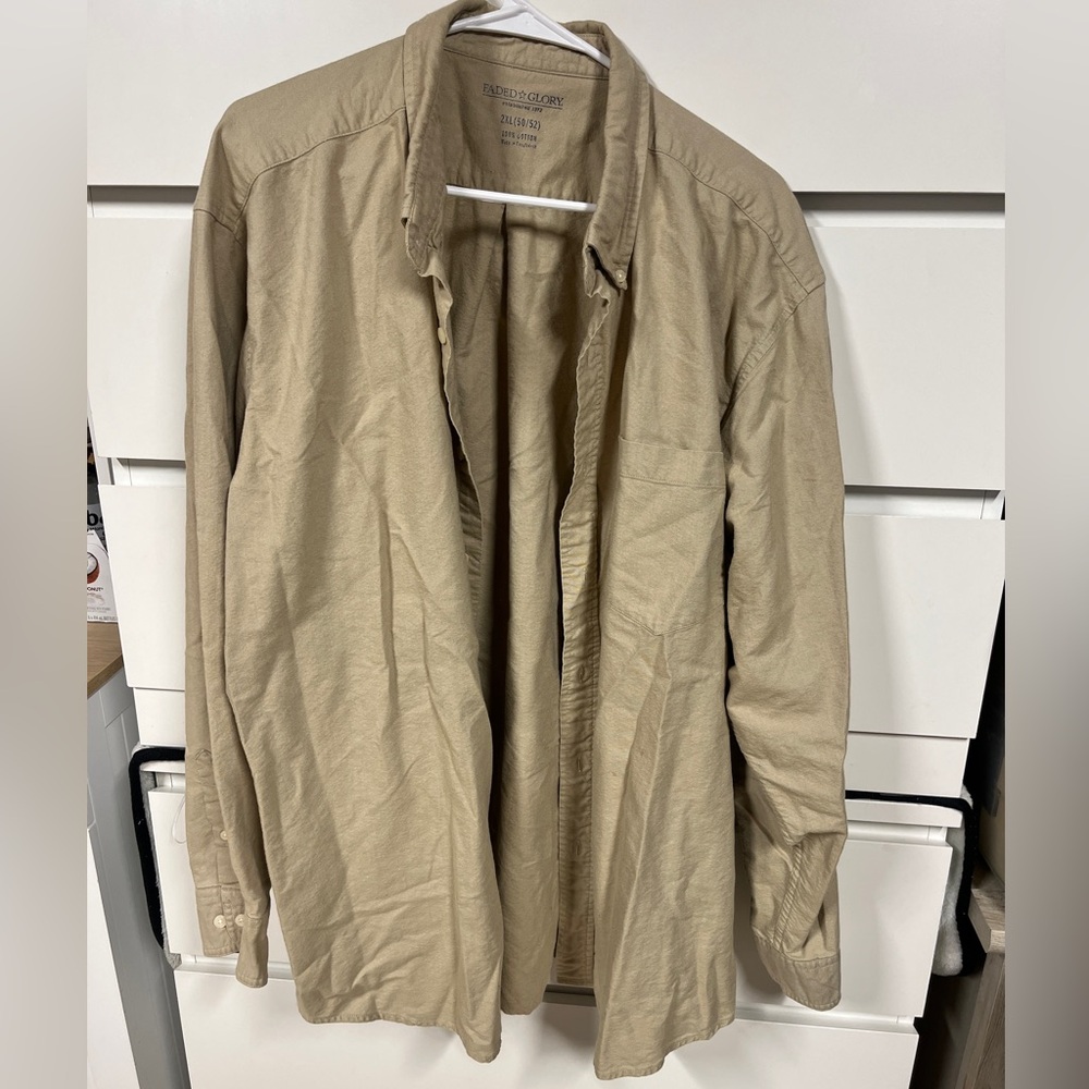 Cream Faded Glory Flannel Jacket